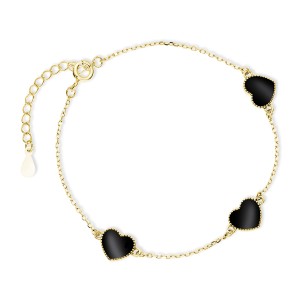 Bratara argint placata cu aur galben cu inimi cu email negru DiAmanti Z1813BG_B-DIA (Argint 925‰ 2 g.)